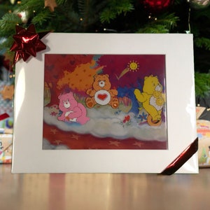 CARE BEARS Animation Produktion 3 Cel Einrichtung - Verfilzt - Original - One Of A Kind - 1980&#39;s