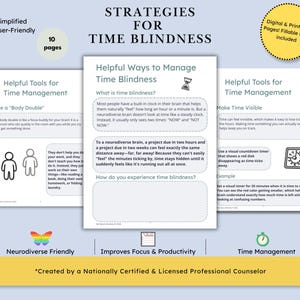 Time Management Worksheets for ADHD & Autism Strengths-Based Empowering Strategies for Time Blindness