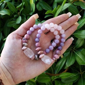 The &quot;Wisteria Hearts&quot; Bracelet | Love | Heart Chakra | Letting Go | 8mm Crystal Bracelet