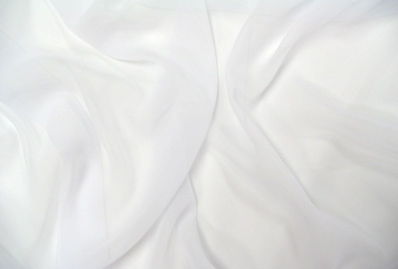 White Chiffon Light to Meduim Weight Fabric by the Yard Made image 0
