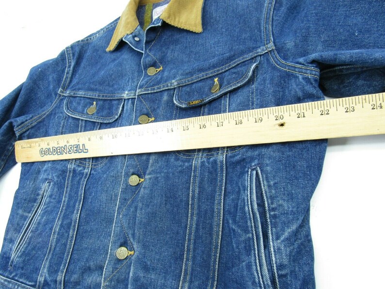 Vintage LEE Storm Rider Distressed Blanket Lined Trucker Jean Jacket 42R