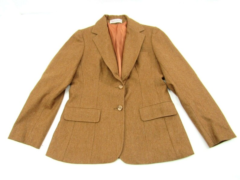 Vintage Evan Picone Orange Brown Wool Blend Women/'s Blazer Pant Suit Set Size 8