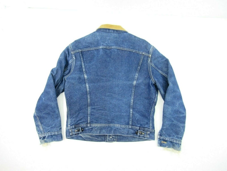Vintage LEE Storm Rider Distressed Blanket Lined Trucker Jean Jacket 42R