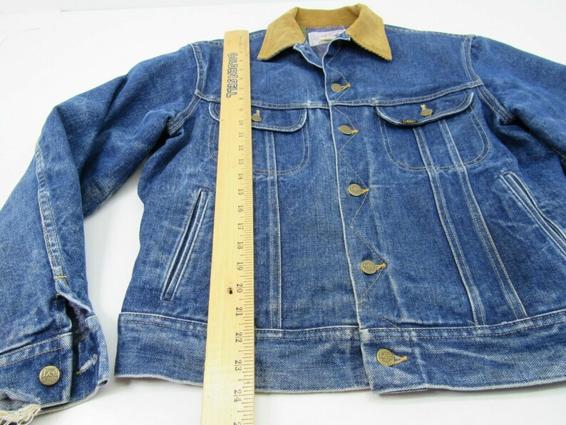 Vintage LEE Storm Rider Distressed Blanket Lined Trucker Jean Jacket 42R