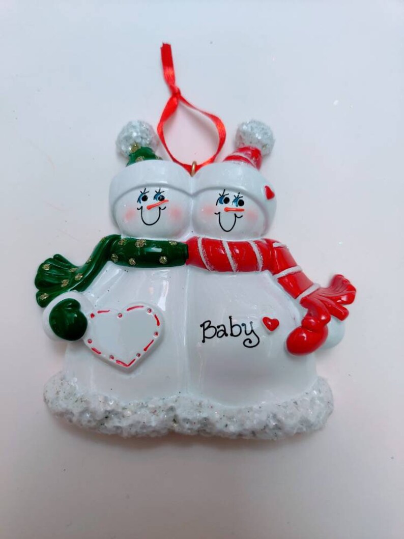 Personalized Snow Couple Expecting Baby Christmas Ornament - Etsy