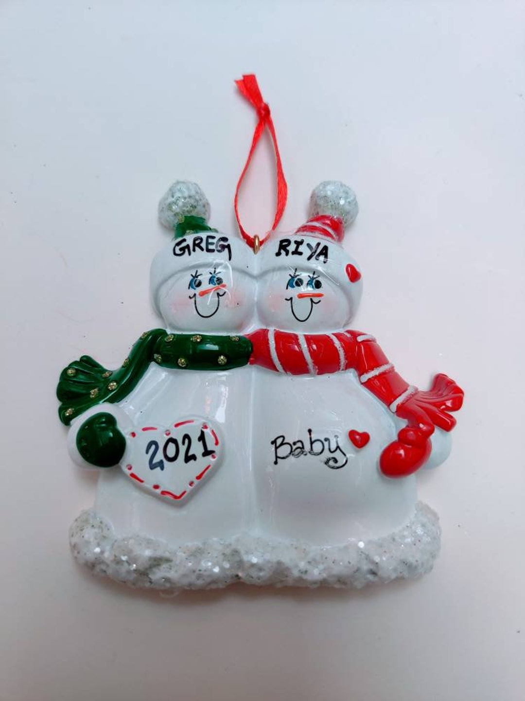 Personalized Snow Couple Expecting Baby Christmas Ornament - Etsy