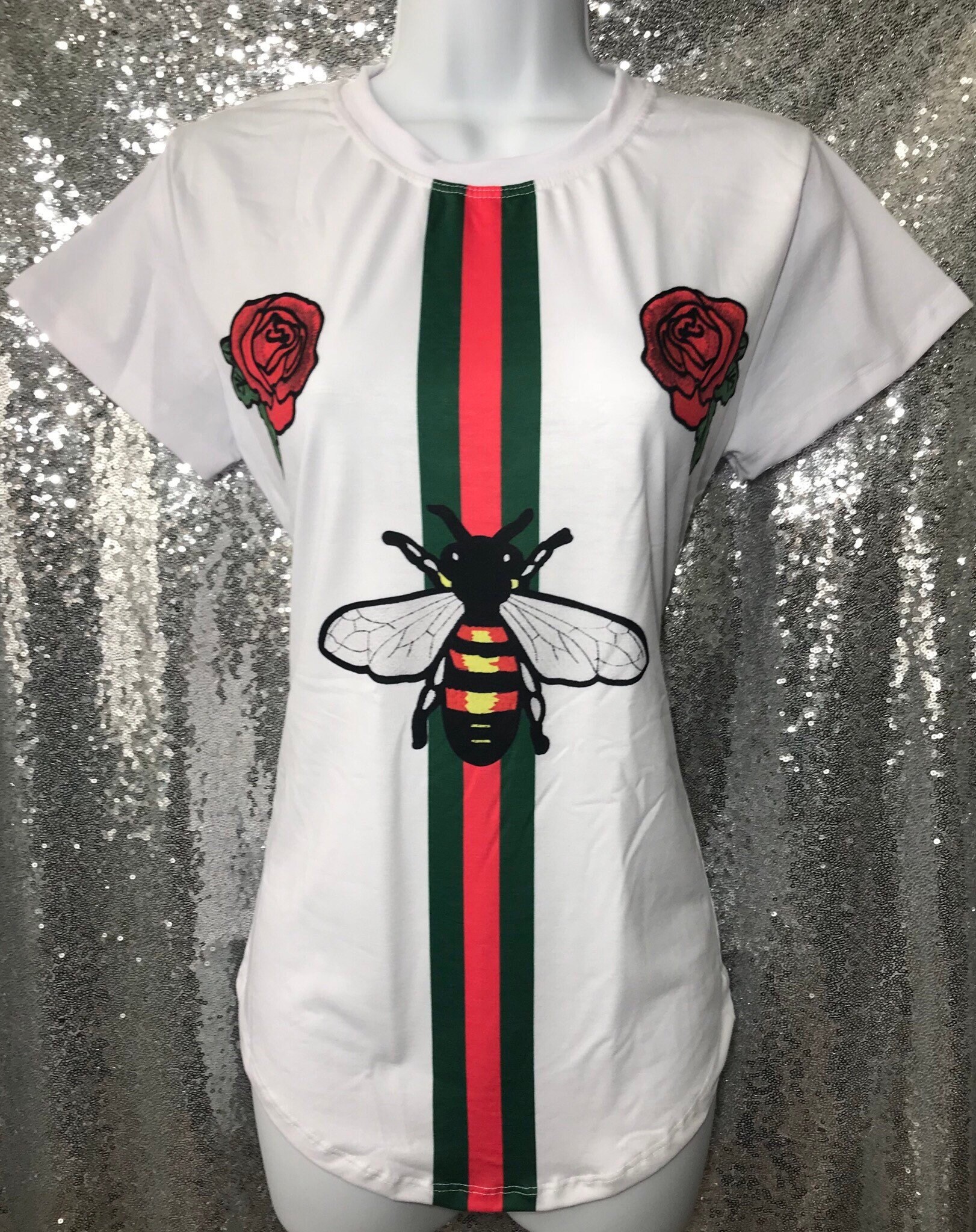 Gucci Women's Adult White Graphic TShirt with Bumblebee Etsy