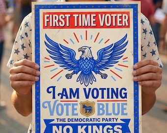 First Time Voter Poster Printable, Vote Blue Democratic Party Yard Sign, Vote 2026 Poster Digital Download, Election Yard Sign Print