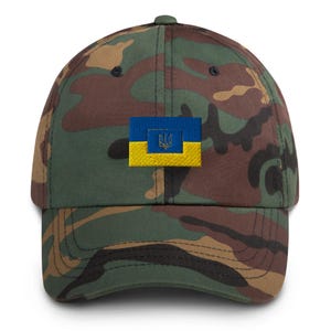 Green Camo Ukraine Flag Cap – Stylish Dad Hat with Ukrainian Flag Design, украина шляпа, Украинский флаг, Нет войне в Украине