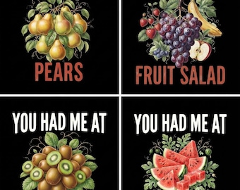 Funny Fruit Lover Mega Bundle PNG - 16 Cute Citrus & Fruit Humor Designs Digital Download