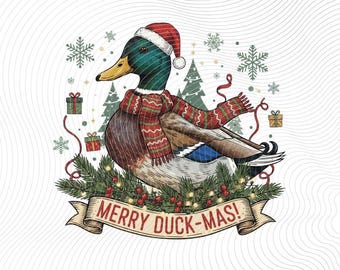 Christmas Mallard Duck Clipart | Merry Duck-Mas PNG SVG Bundle