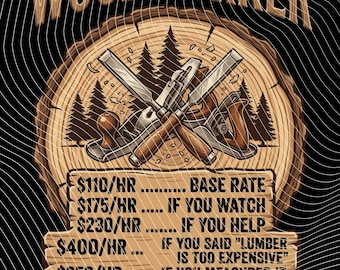 Woodworker Rate Schedule PNG, Funny Carpenter Sublimation Design, Woodworking Clipart Digital Download, Transparent Background PNG Clip Art