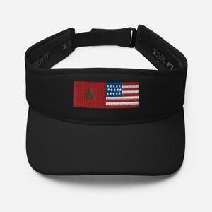 Moroccan-American Flag Sun Visor: Friendship Symbol Hat