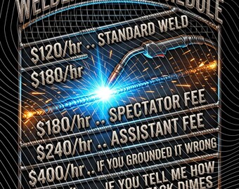 Welder Rate Schedule PNG, Stacking Dimes Sublimation Design, Funny Welding Digital Clipart, Tradesman Transparent PNG Instant Download