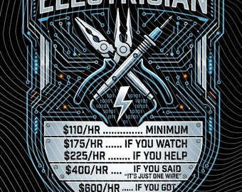Electrician Rate Schedule PNG, Lineman Circuit Sublimation Design, Funny Electrical Trade Digital Download, Wireman Transparent PNG