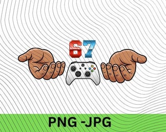 Funny Six Seven Meme PNG – 67 Viral Trend Hands for Console & Video Game Gamers