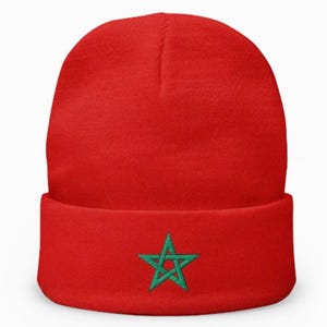 Embroidered Beanie with Moorish Flag Patch, Moroccan-American Friendship Symbol, Unique Moorish Gifts for a Touch of Friendliness