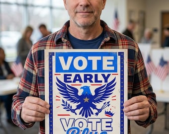 2026 Election Digital Poster, Early Voting Protest Decor, Stand For Democracy Sign, Vote Early No Kings Art, Printable Rally Download