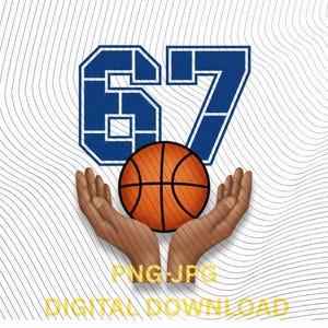 67 Mème de basketball Six Seven PNG, argot Gen Alpha (Téléchargement numérique)