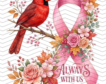 Red Cardinal Breast Cancer Awareness PNG – Breast Cancer Sublimation – In October We Wear Pink – October Breast Cancer – Bird Shirt PNG