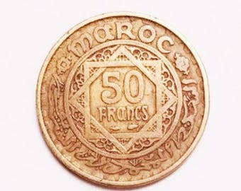 1952 (1371) Moroccan 50 Francs Coin – Rare Vintage Currency from the Cherifien Empire