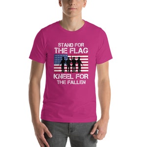 Patriotic USA Flag T-Shirt - Stand for the Flag, Kneel for the Fallen | Veteran & Independence Day Gift