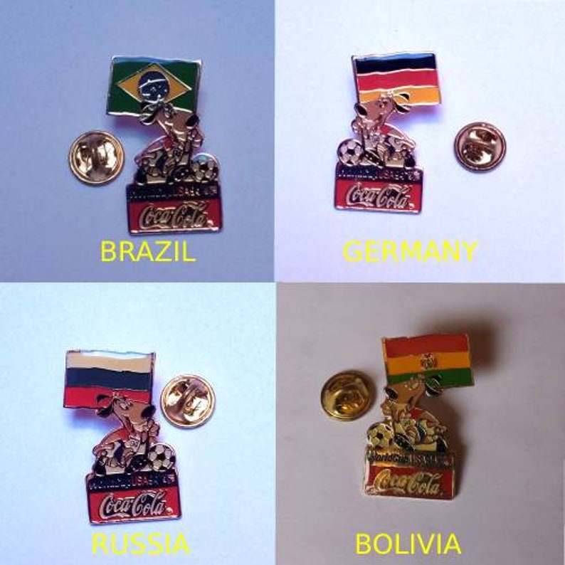 Vintage World Cup USA 94 Coca Cola Lapel Pins pin 1994 World Cup Badge Soccer World Flag Coca Cola of Soccer Championship Pins Free Shipping