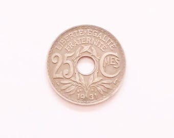 1 Psc 25 Centim Vintage French Coins Money ،  Old  pcs 1 Centim 1931 Very Rare Old Collectable Antique French