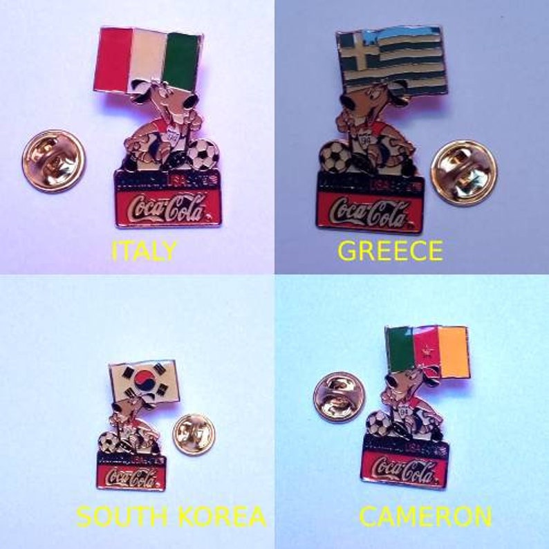 Vintage World Cup USA 94 Coca Cola Lapel Pins pin 1994 World Cup Badge Soccer World Flag Coca Cola of Soccer Championship Pins Free Shipping