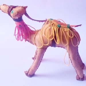 Artisan Crafted Vintage Leather Camel, Moroccan Handmade Sahara Camel Figurine - Unique Sculpture for Home Decor