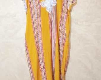 Mustard Moroccan Kaftan Dress: Lightweight Summer Abaya, African Inspired