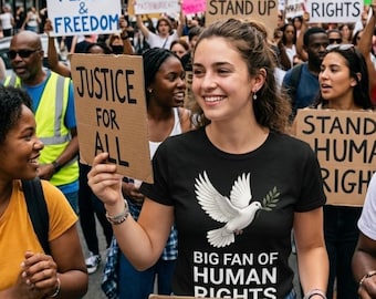 Big Fan Of Human Rights Peace Dove Activist Graphic T-Shirt, Human Rights Activist Gift, Peace Dove Graphic Tee