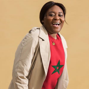 Red Premium Sweatshirt Token Flag Morocco For Girls And Women, Gift for Her