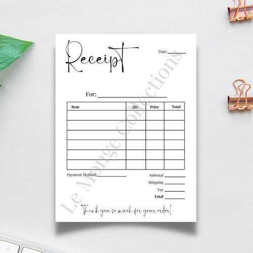 Small Business Receipts Digital Download Receipts for Small Etsy