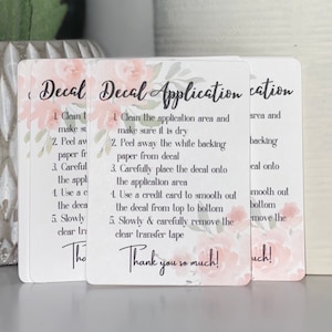 Printed Decal Application Instructions, How to apply a decal cards, Decal Application cards, Vinyl Decal Application card