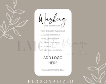 Washing Care Instructions Cards, Tshirt Care Instruction Card, Printed Washing Care Cards, Personalized Care Cards, Logo Business Cards