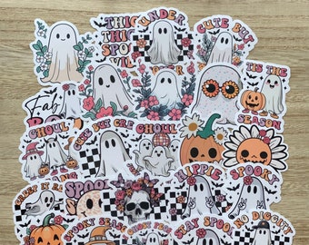 Halloween Sticker Pack, Cute Spooky Sticker Pack, Waterproof Vinyl Sticker Pack, Freebie Sticker Pack, Retro Halloween Stickers