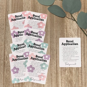 Printed Decal Application Instructions, How to apply a decal cards, Decal Application cards, Vinyl Decal Application card
