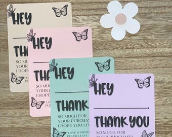 Hey Thank you Business Cards, Butterfly Thank you Business Cards, Please Leave a Review Business Cards, Thank you for your purchase cards