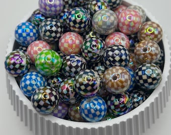 16mm Beads for Beadable Pens, Checkered Beads, Electroplating uv acrylic, Retro Beads, Trendy Beads for pens, Popular Beads for pens, Beads