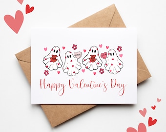 Printed Valentine's Day Card, Valentine Ghosties Be My Boo Card, Sweet Card for Boyfriend, Card for Valentine's Day, Printed Greeting Card
