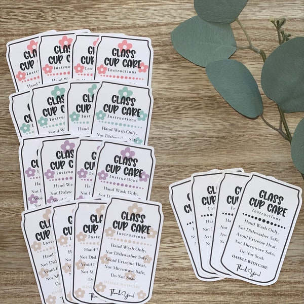 Printed Libbey Glass Cup Care Cards | Libbey Cup instruction cards | Beer Glass Can Care Cards | Printed Cup Care Cards