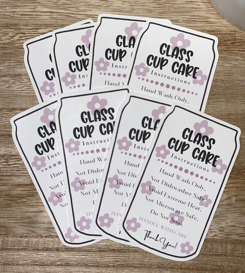 Tumbler Cup Cards Cup Care Instructions Cards Cup Care Tips Card 3.5" X