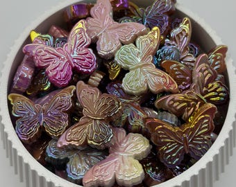 2pc Set of Butterfly Beads for Beadable Pens, Acrylic Focals, Focals for pens, DIY Beads for Pens, Butterfly Focals, UV Bead, Pen DIY Beads
