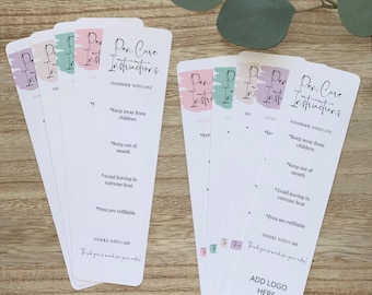 Printed Beaded Pen Care Card, Epoxy Pen Card, Glitter Pen Care Card, Pen display card, Pen Instruction Card, Printed Pen Care Cards