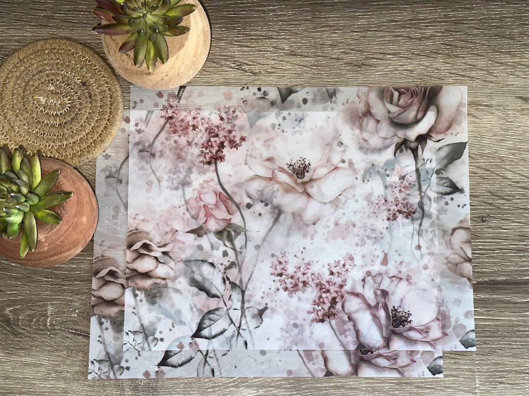 Floral Vellum Paper, Letter Size Vellum Paper, Printed Floral