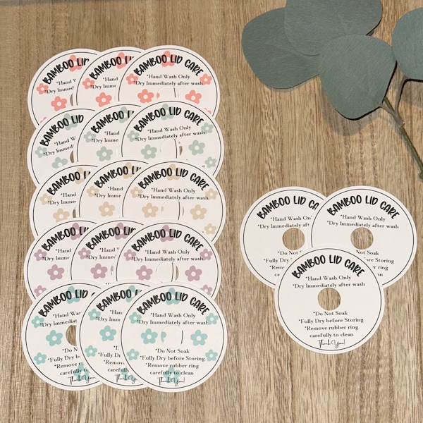 Printed Bamboo Lid Care Cards | Bamboo Lid Care Instruction cards | Beer Glass Can Lid Care Cards | Printed Cup Lid Care Cards,