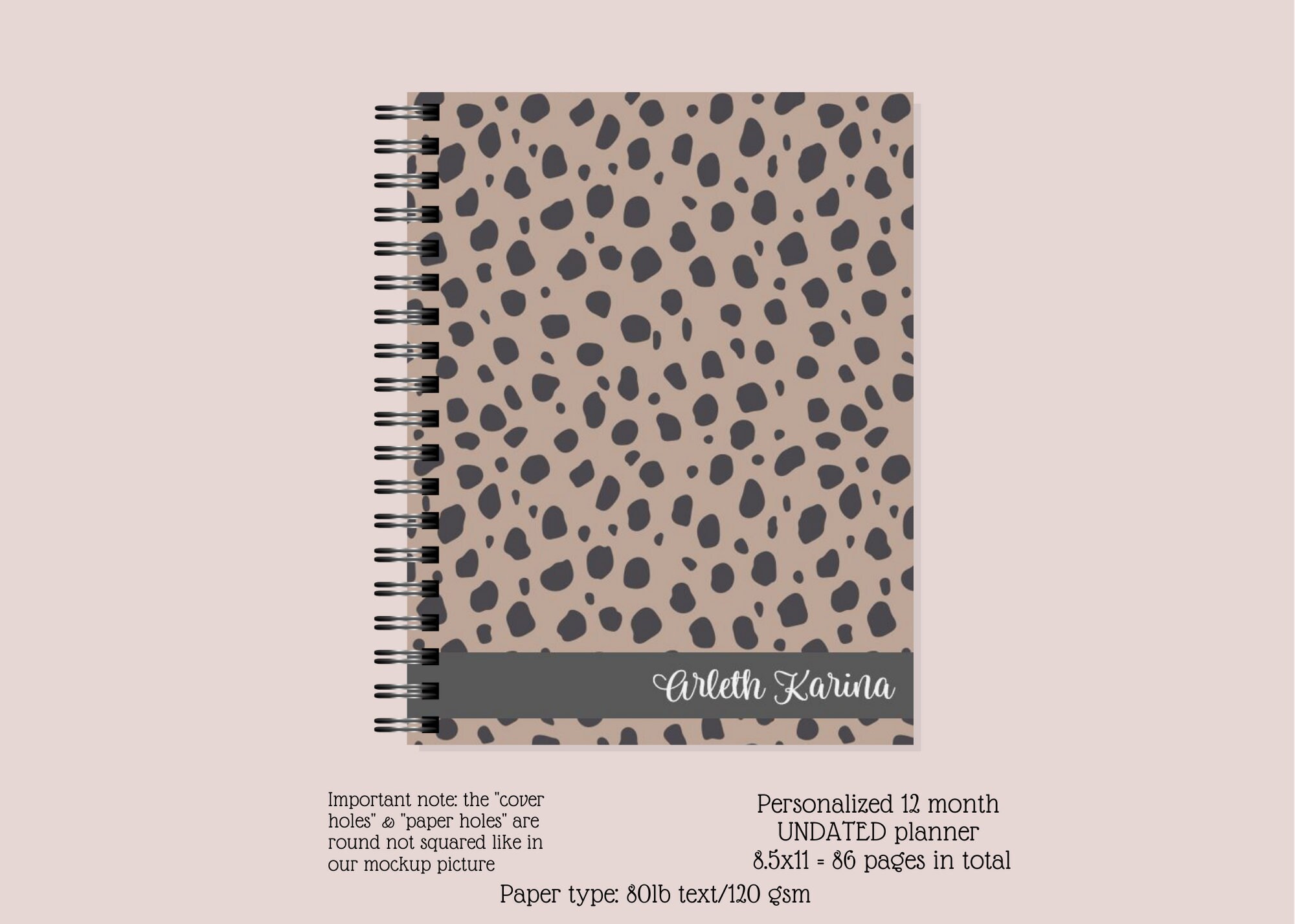 Personalized Spiral Planner Hardcover spiral planner Undated Etsy