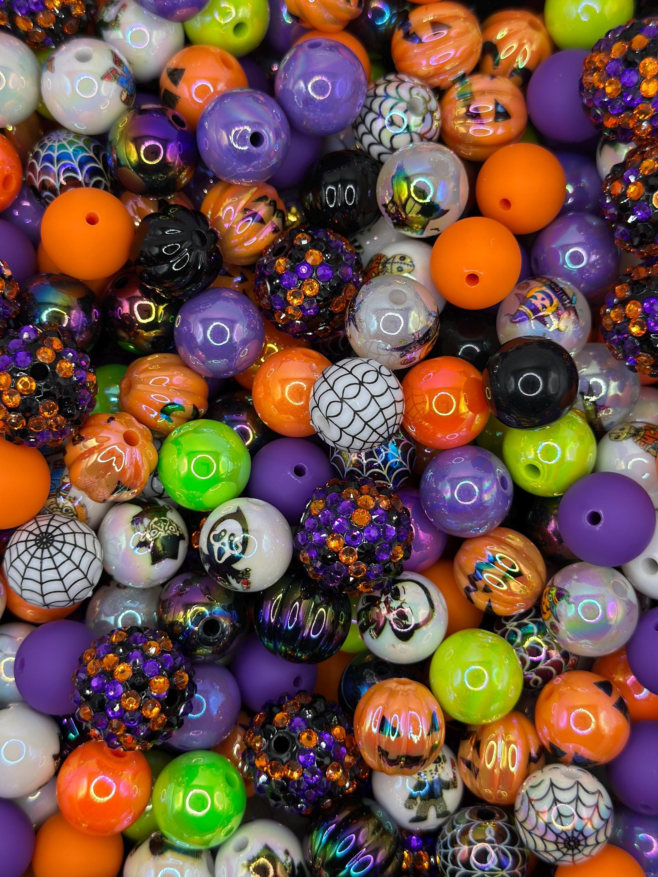 16mm Beads for Beadable Pens, Spooky Bead Mix, Halloween Bead Soup, Bead Scoop, Halloween Bead Mix, Spooky Beads, Halloween Beads for pens