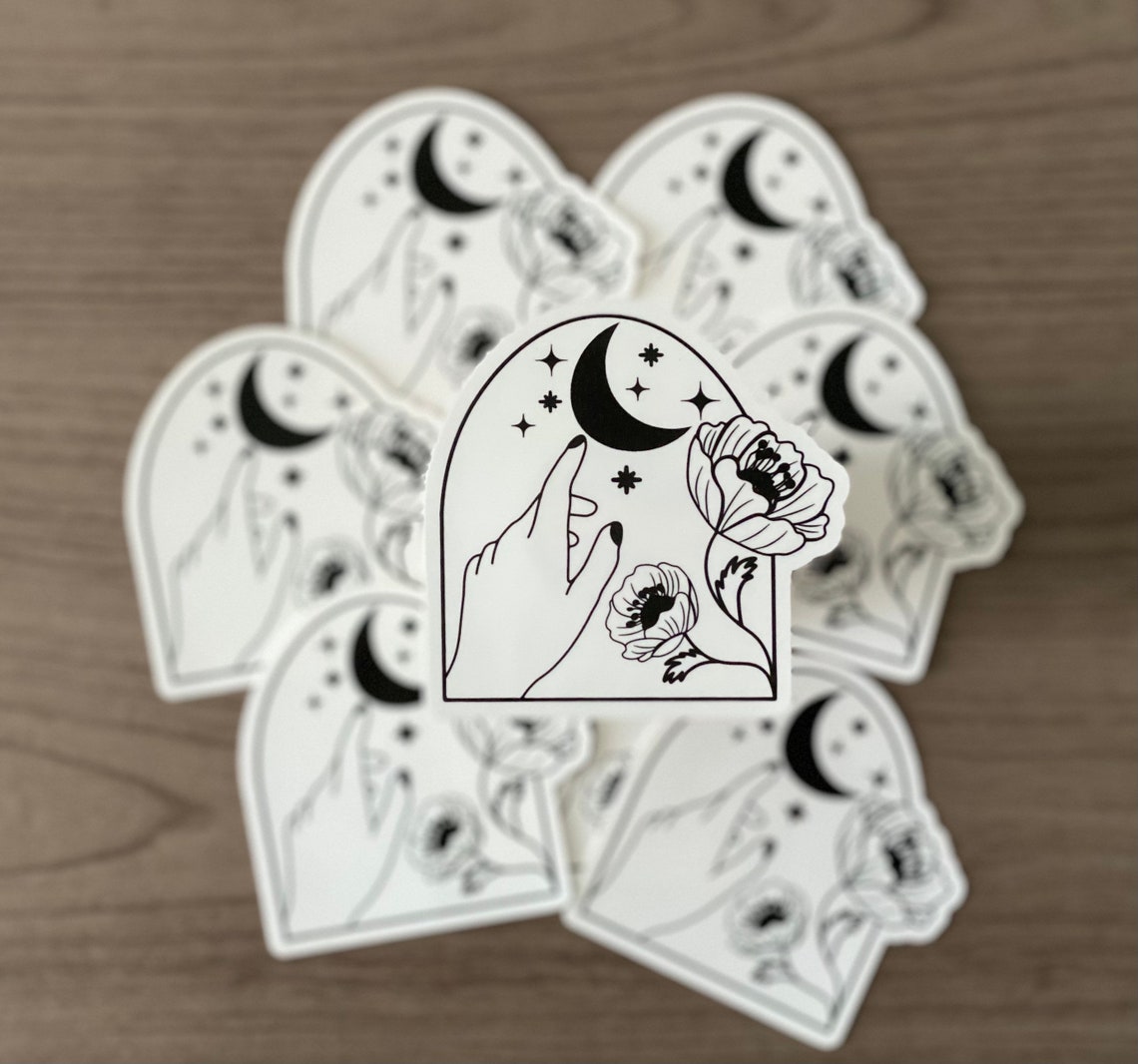 Moon and Star Sticker Abstract Sticker Waterproof Sticker Etsy